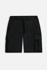 BERMUDA IN FELPA CON TASCONI NERO