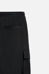 BERMUDA IN FELPA CON TASCONI NERO