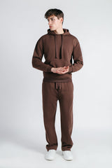 FELPA CON CAPPUCCIO E MARSUPIO OVER FIT MARRONE