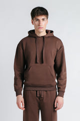 FELPA CON CAPPUCCIO E MARSUPIO OVER FIT MARRONE