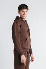 FELPA CON CAPPUCCIO E MARSUPIO OVER FIT MARRONE