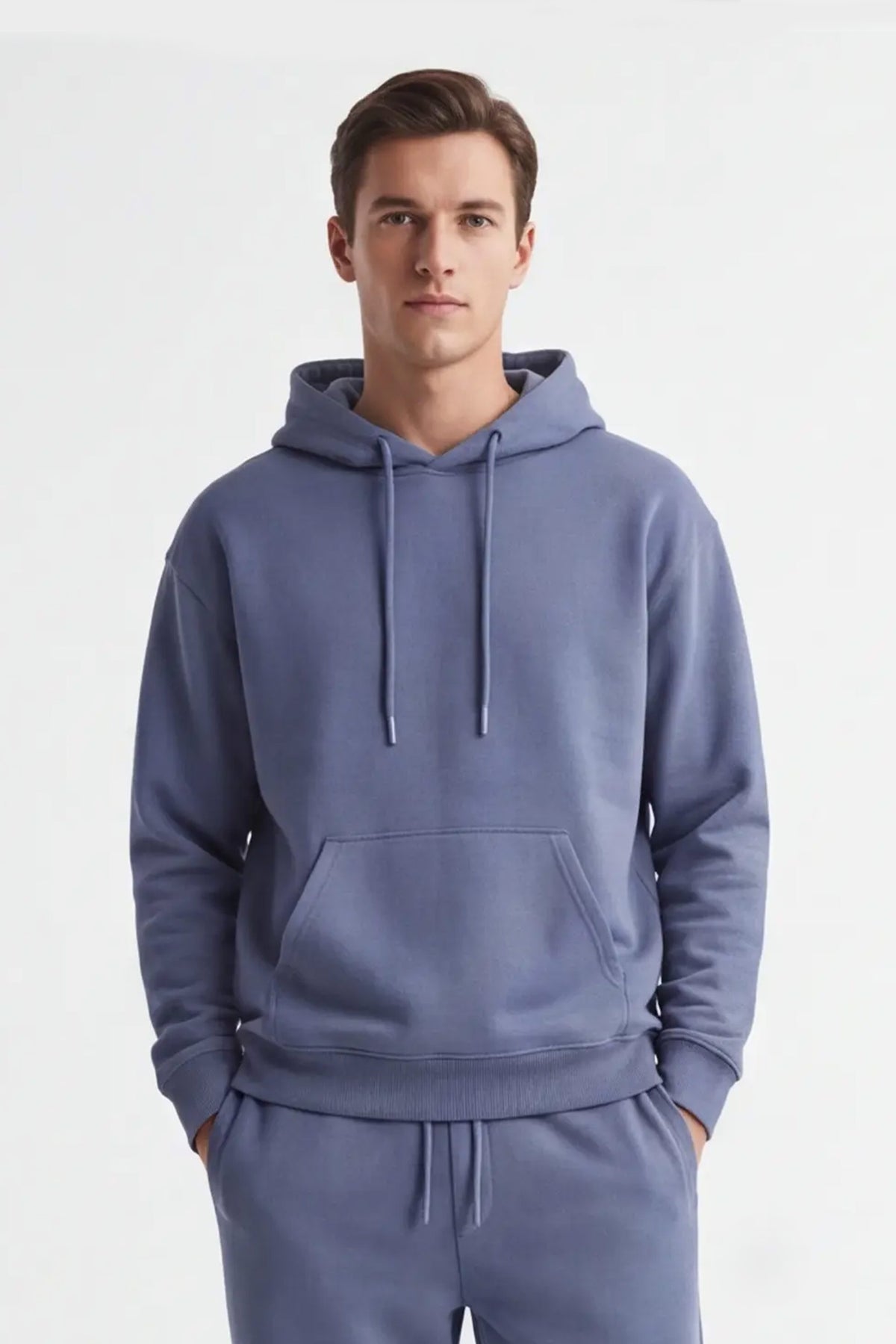 FELPA CON CAPPUCCIO E MARSUPIO OVER FIT POLVERE