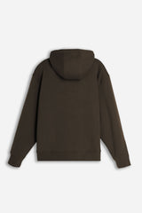 FELPA CON CAPPUCCIO E MARSUPIO OVER FIT MARRONE