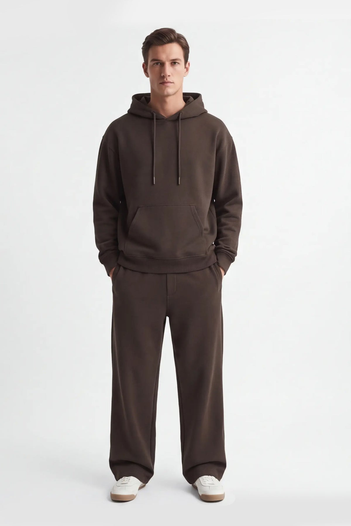 PANTALONE JOGGER IN FELPA OVER FIT MARRONE