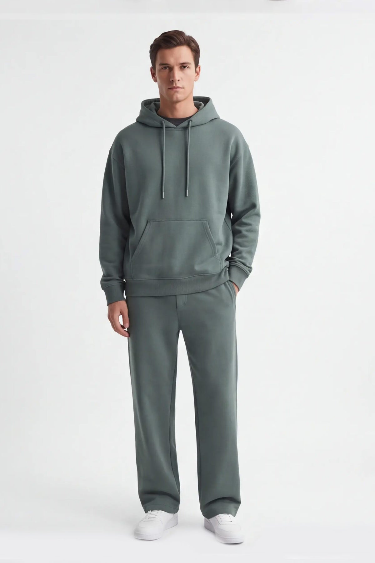 PANTALONE JOGGER IN FELPA OVER FIT VERDE BOSCO