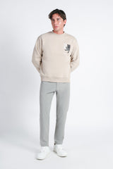FELPA GIROCOLLO CON STAMPA BEIGE