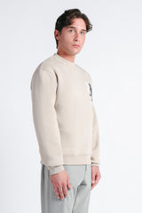 FELPA GIROCOLLO CON STAMPA BEIGE