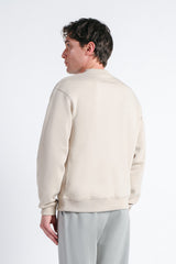 FELPA GIROCOLLO CON STAMPA BEIGE