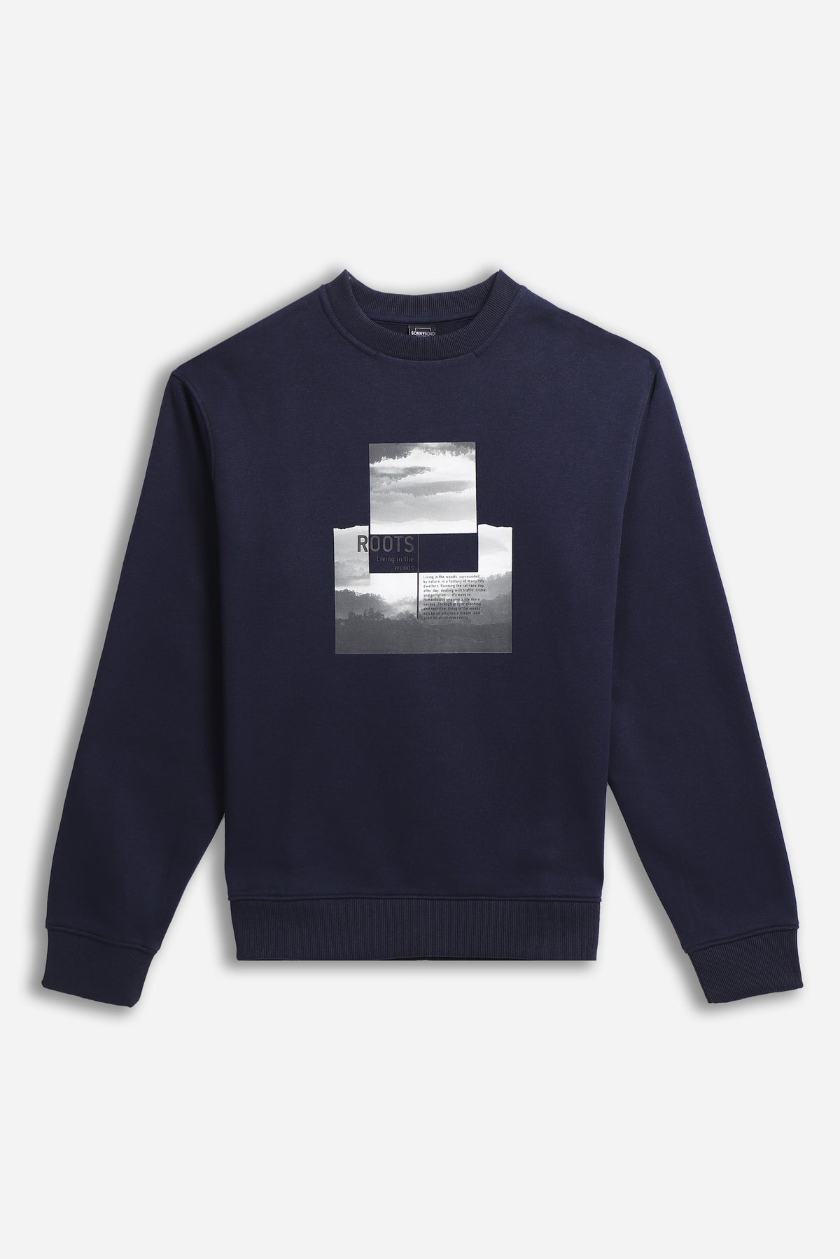 FELPA GIROCOLLO CON STAMPA BLEU