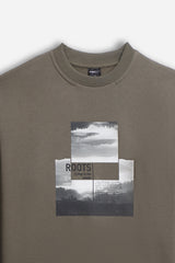 FELPA GIROCOLLO CON STAMPA VERDE MILITARE