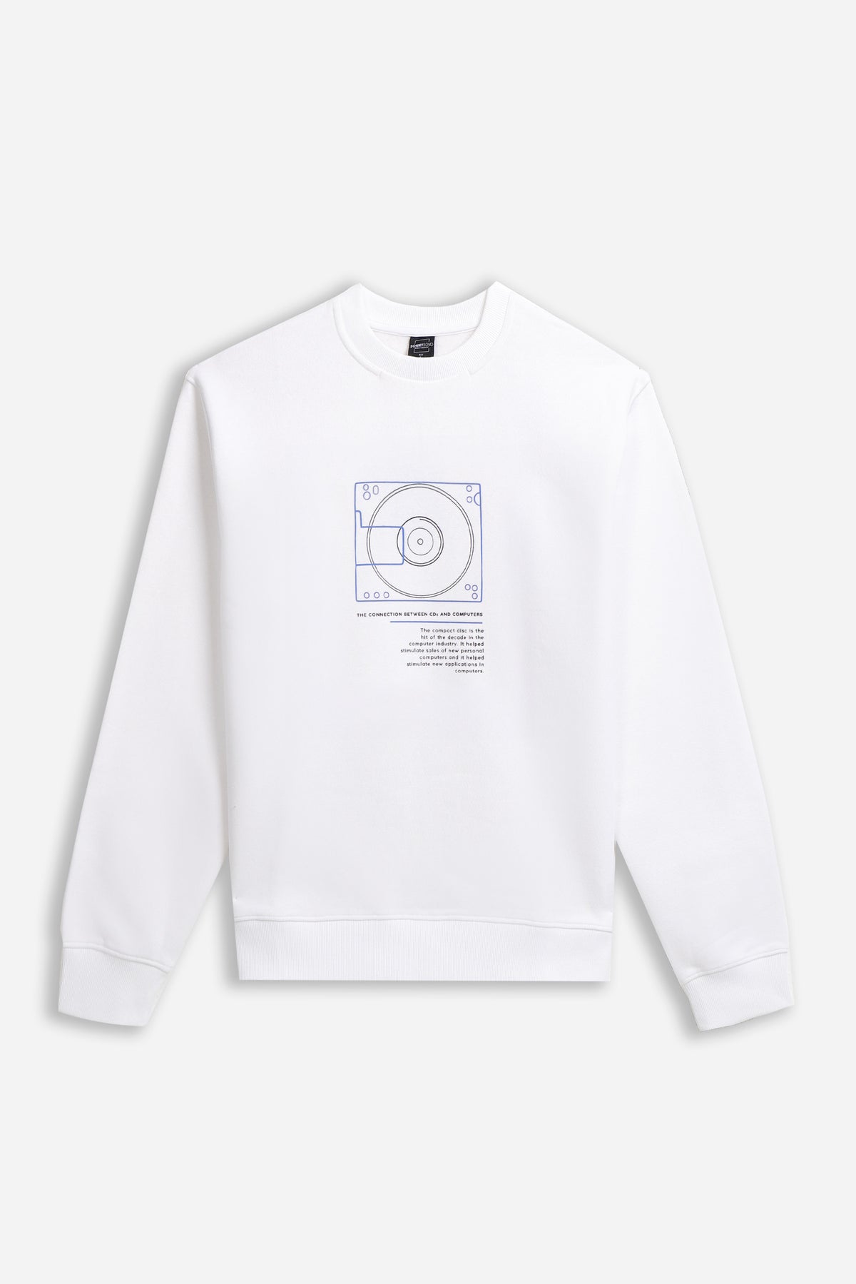 FELPA GIROCOLLO CON STAMPA BIANCO