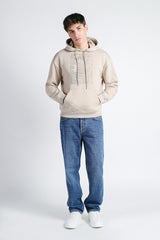 FELPA CON CAPPUCCIO E MARSUPIO CON STAMPA BEIGE