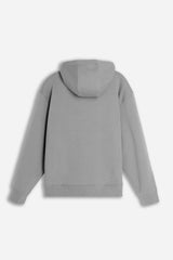 FELPA STAMPATA CON CAPPUCCIO E  MARSUPIO GRIGIO MEDIO