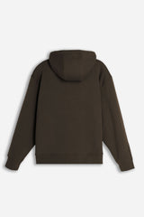 FELPA STAMPATA CON CAPPUCCIO E  MARSUPIO MARRONE