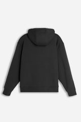 FELPA STAMPATA CON CAPPUCCIO E  MARSUPIO NERO