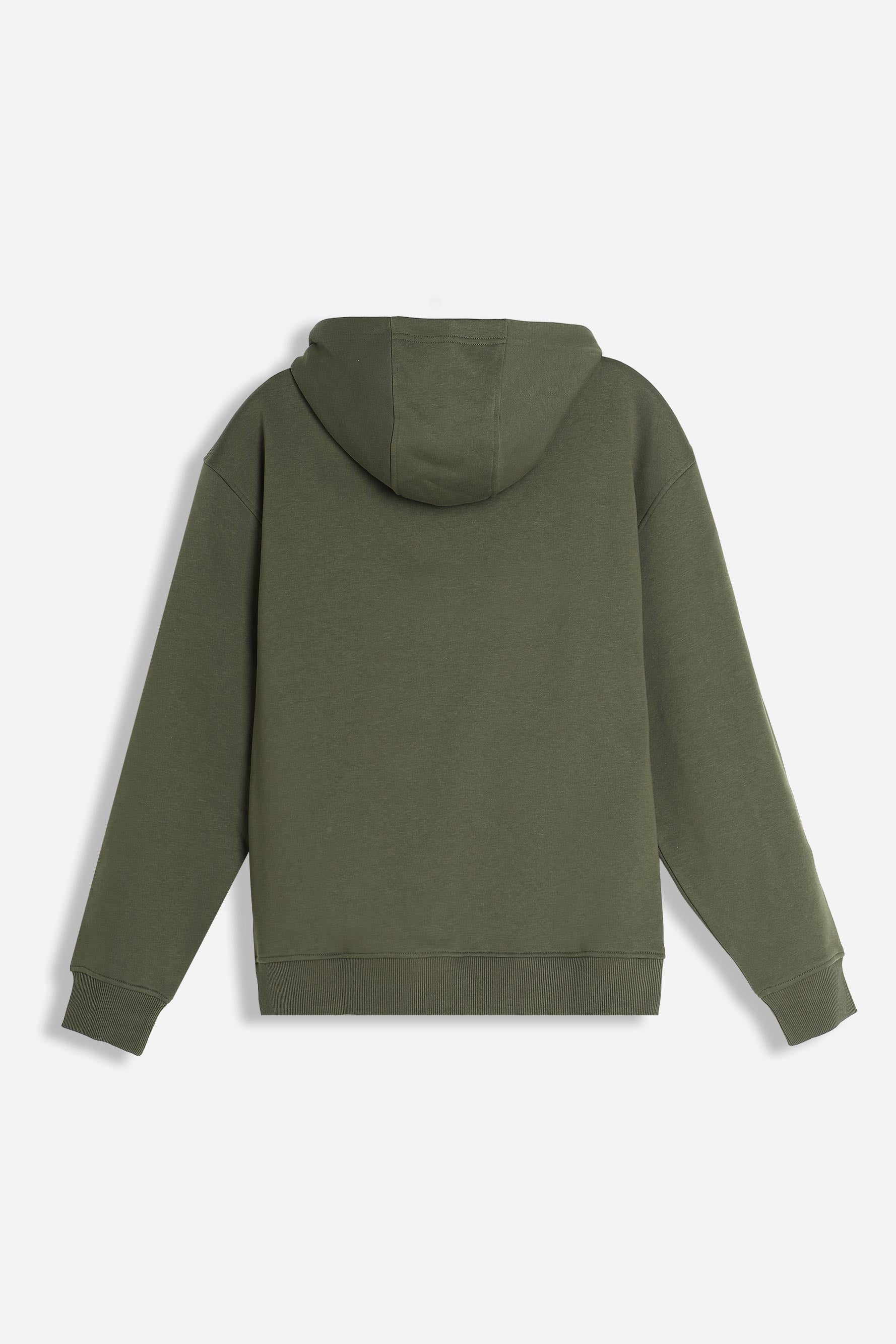 Felpa uomo verde militare con cappuccio vista posteriore