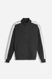 FELPA FULL ZIP CON CON RICAMO E BANDE IN CONTRASTO SULLE MANICHE NERO