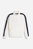 FELPA FULL ZIP CON CON RICAMO E BANDE IN CONTRASTO SULLE MANICHE PANNA