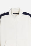 FELPA FULL ZIP CON CON RICAMO E BANDE IN CONTRASTO SULLE MANICHE PANNA