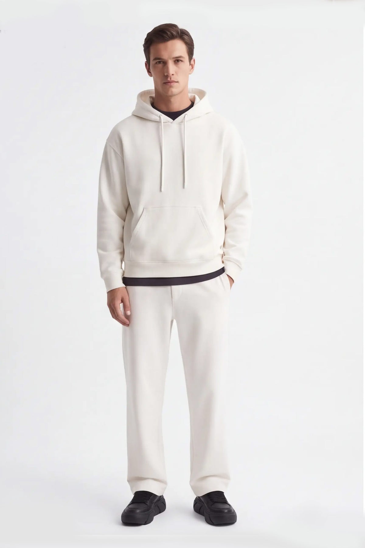 PANTALONE JOGGER IN FELPA OVER FIT PANNA