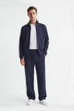 PANTALONE JOGGER IN FELPA CON BANDA LATERALE BLEU