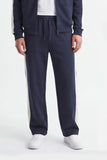 PANTALONE JOGGER IN FELPA CON BANDA LATERALE BLEU