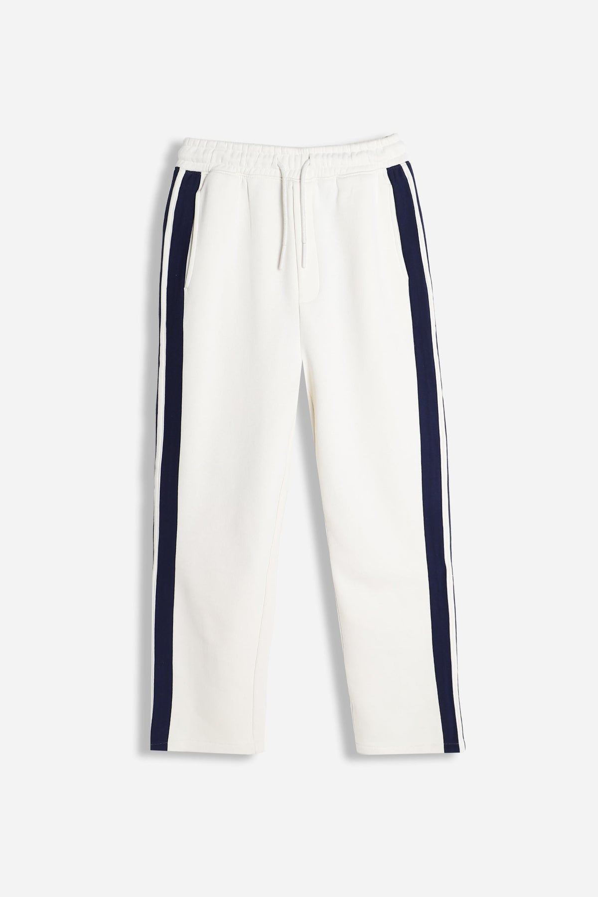 PANTALONE JOGGER IN FELPA CON BANDA LATERALE PANNA