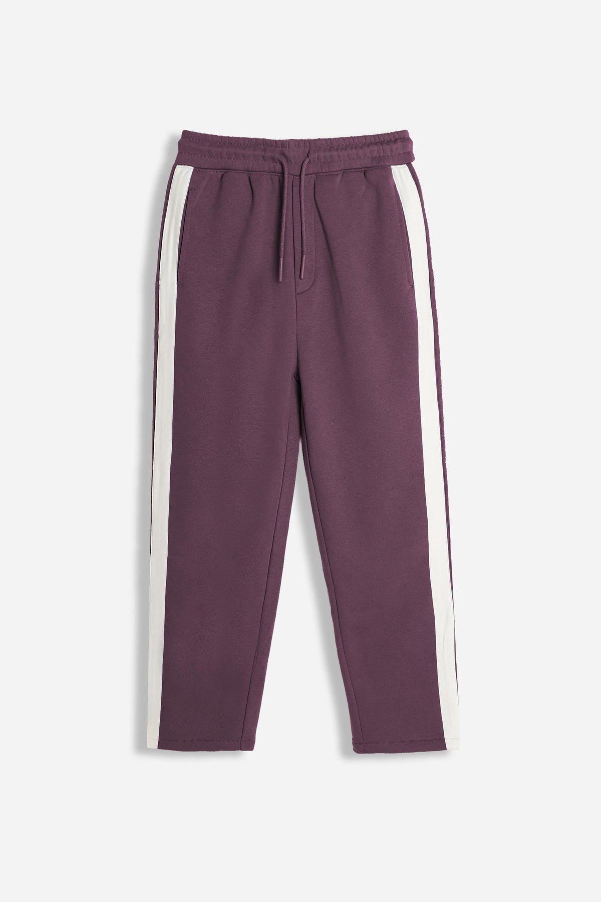 PANTALONE JOGGER IN FELPA CON BANDA LATERALE PRUGNA
