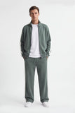 PANTALONE JOGGER IN FELPA CON BANDA LATERALE VERDE BOSCO