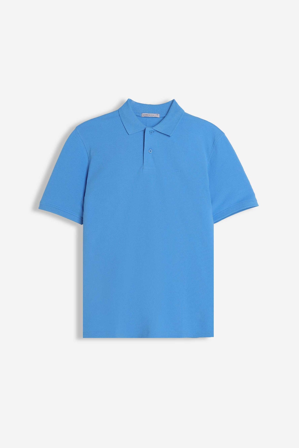 POLO PIQUET BASIC TINTA UNITA E LOGO AZZURRO
