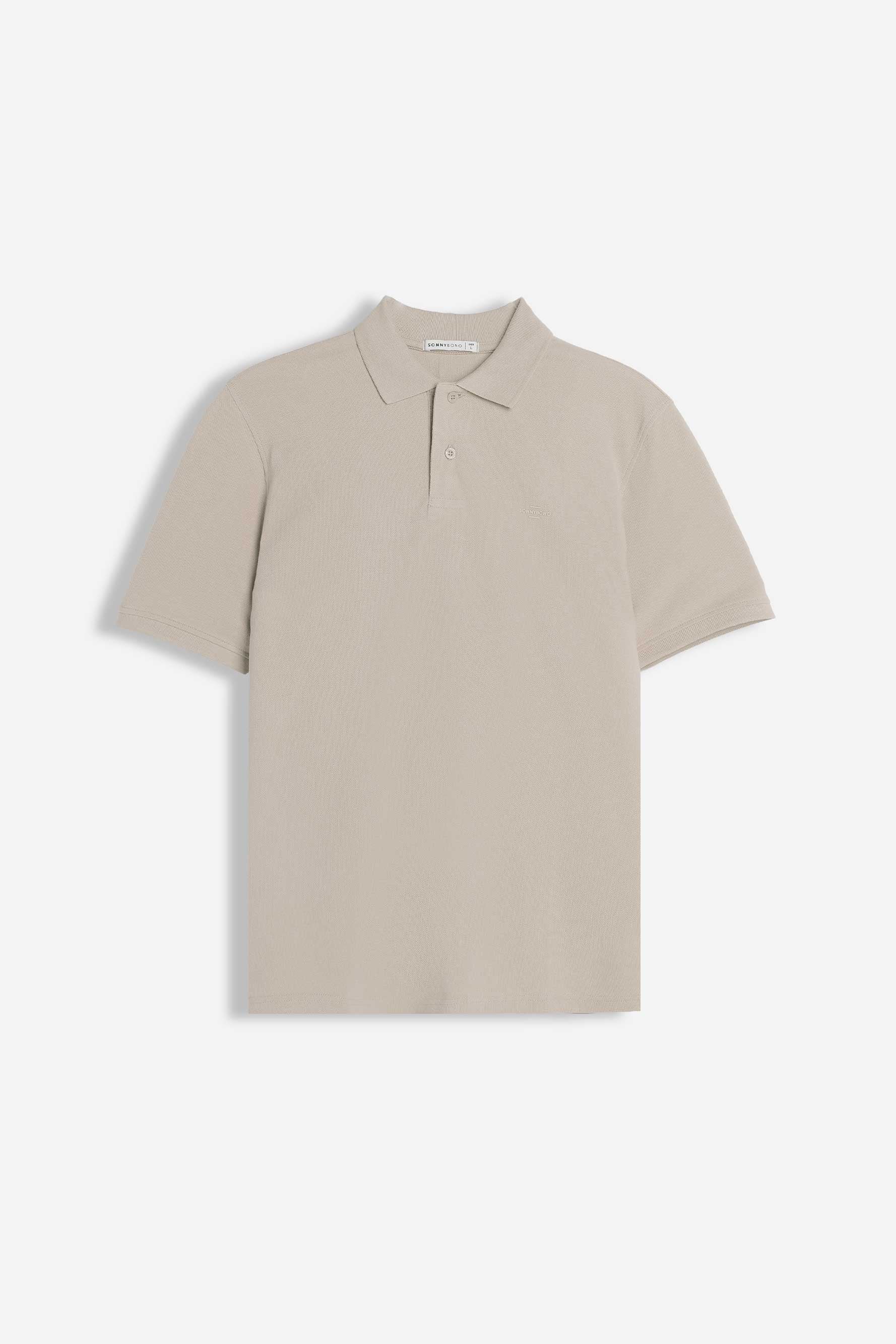 POLO PIQUET BASIC TINTA UNITA E LOGO BEIGE
