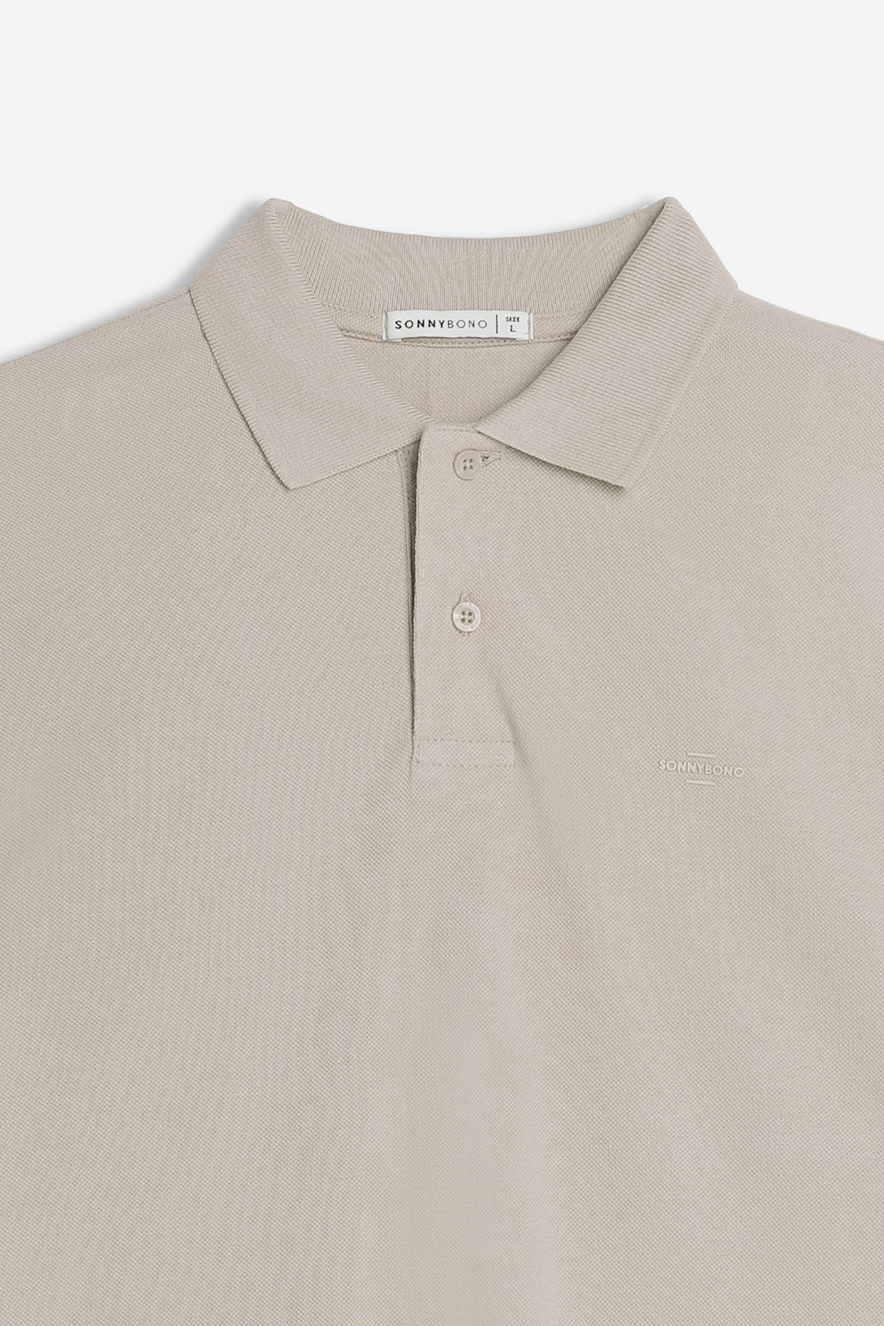 POLO PIQUET BASIC TINTA UNITA E LOGO BEIGE