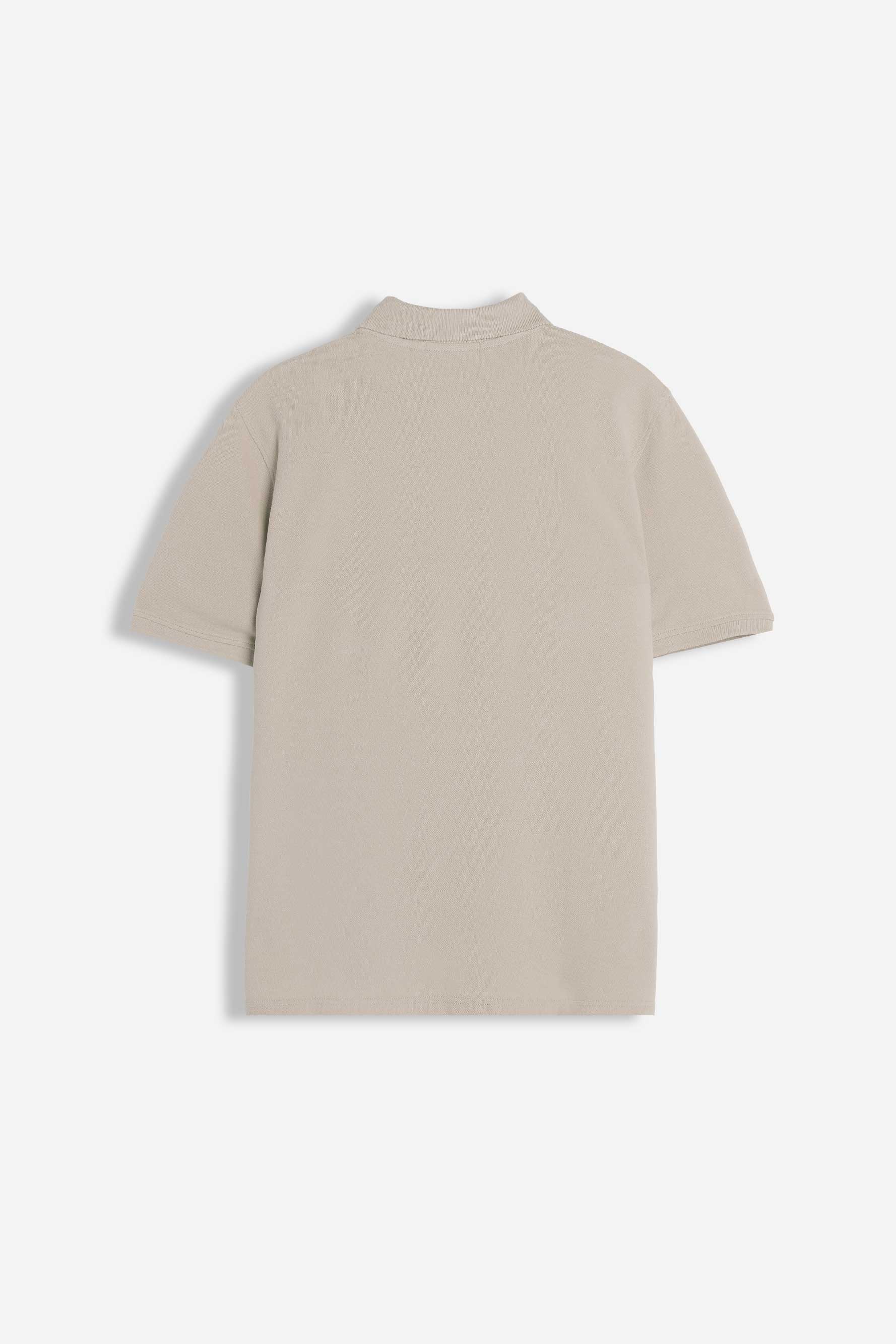 POLO PIQUET BASIC TINTA UNITA E LOGO BEIGE