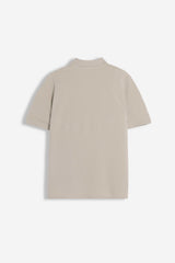 POLO PIQUET BASIC TINTA UNITA E LOGO BEIGE