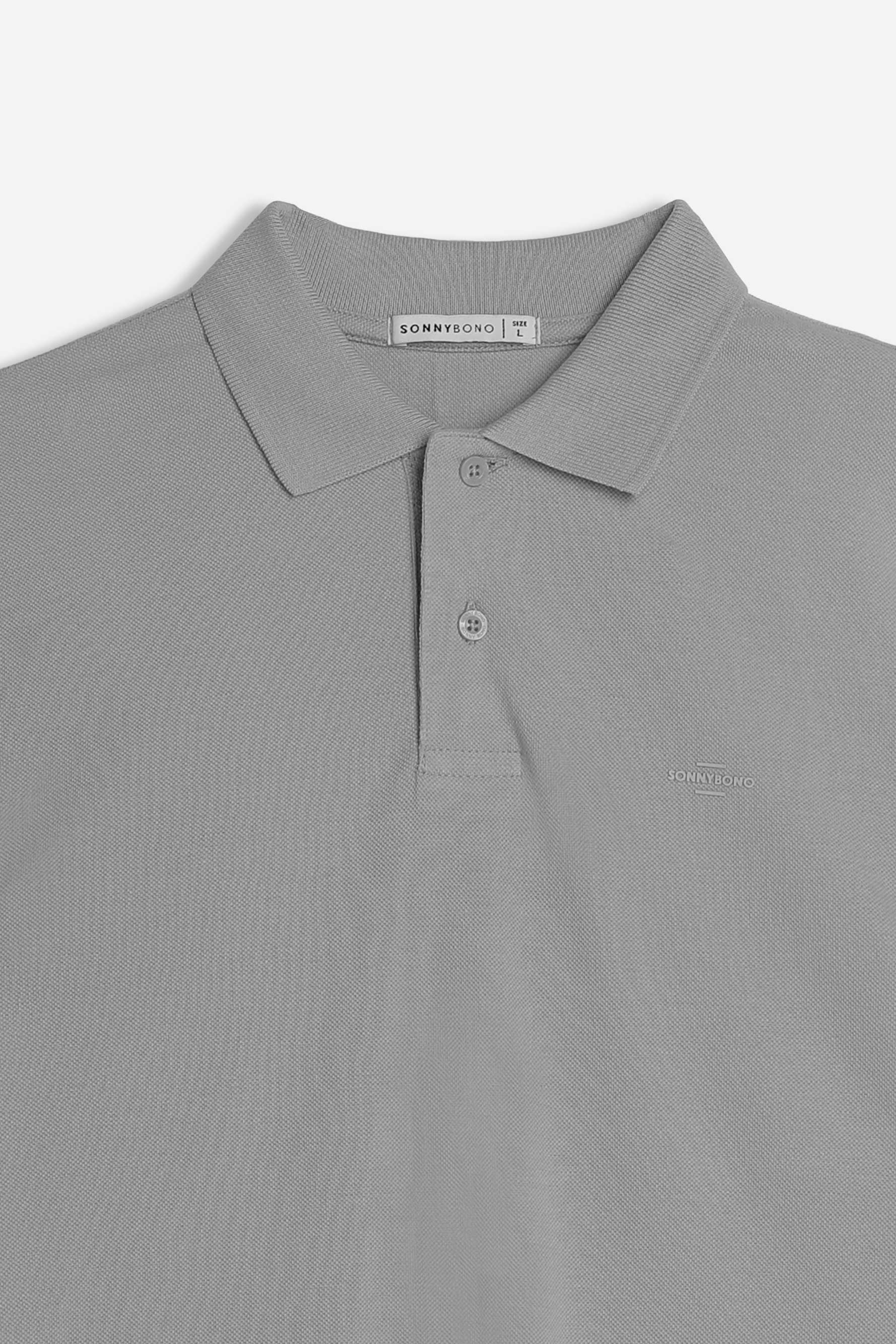 POLO PIQUET BASIC TINTA UNITA E LOGO GRIGIO SCURO