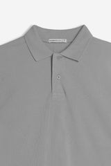 POLO PIQUET BASIC TINTA UNITA E LOGO GRIGIO SCURO