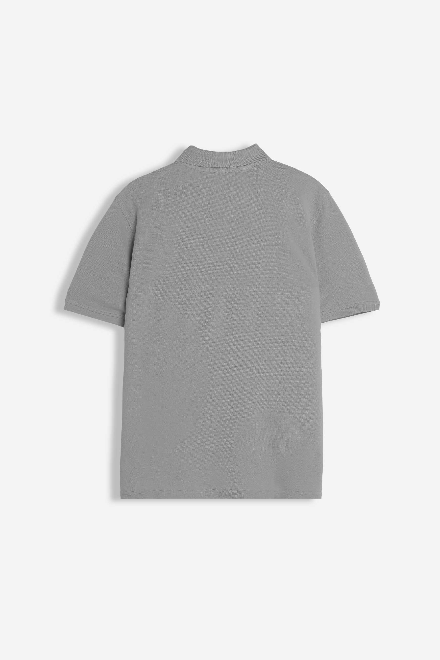 POLO PIQUET BASIC TINTA UNITA E LOGO GRIGIO SCURO