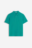 POLO PIQUET BASIC TINTA UNITA E LOGO VERDE SMERALDO