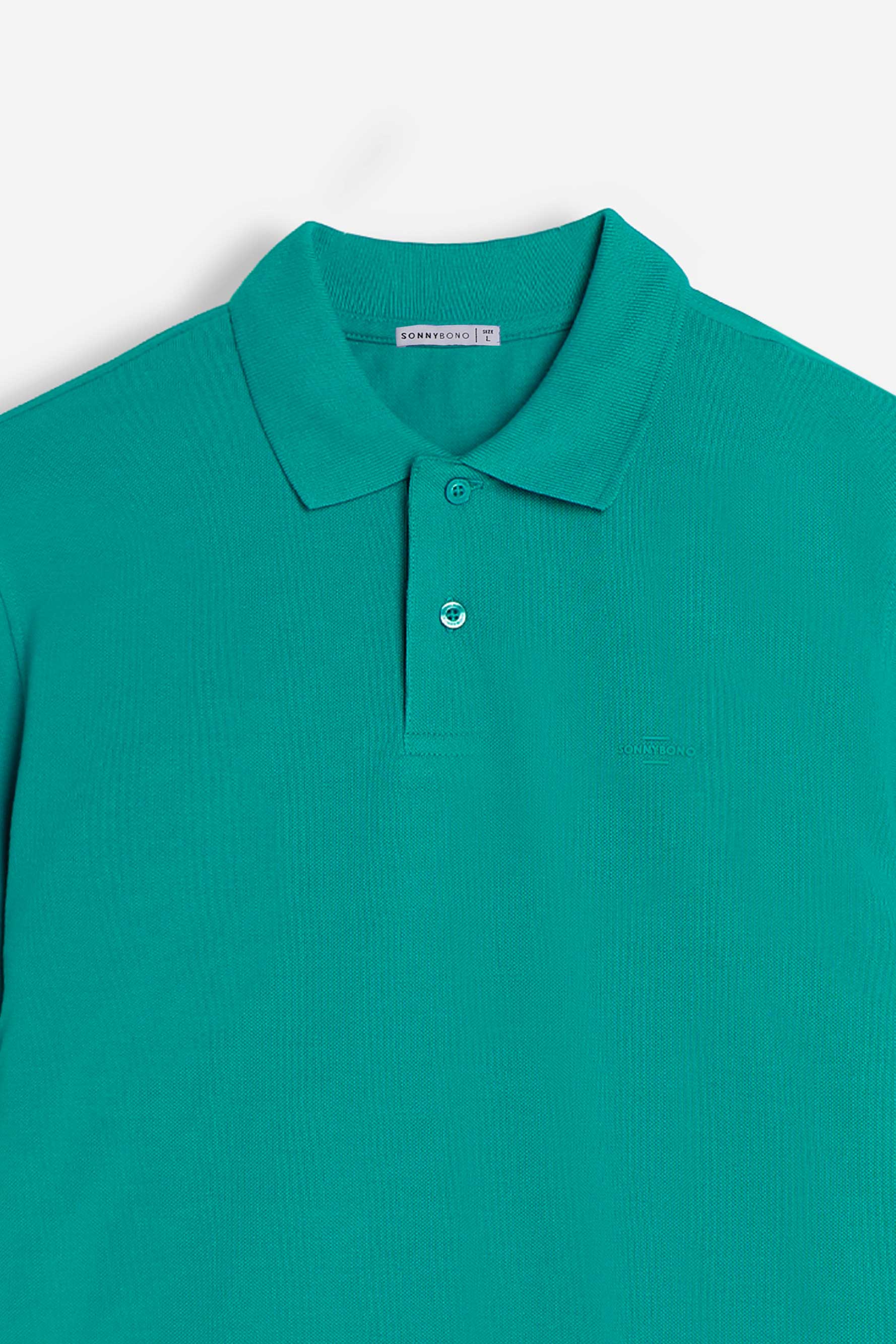 POLO PIQUET BASIC TINTA UNITA E LOGO VERDE SMERALDO