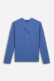 T-SHIRT GIROCOLLO STAMPATA MANICA LUNGA AZZURRO
