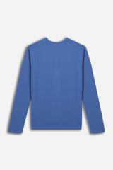 T-SHIRT GIROCOLLO STAMPATA MANICA LUNGA AZZURRO