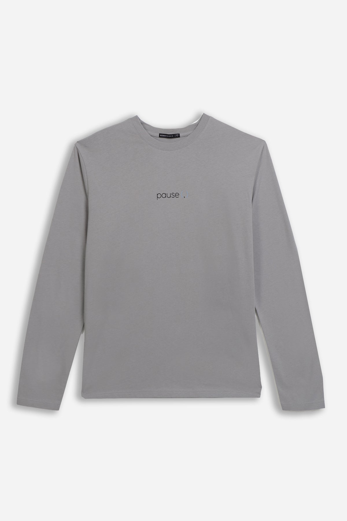 T-SHIRT GIROCOLLO STAMPATA MANICA LUNGA GRIGIO MEDIO