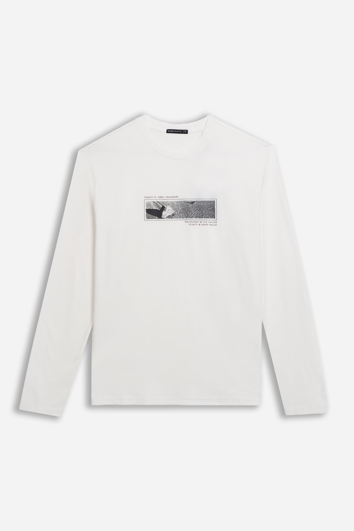 T-SHIRT GIROCOLLO STAMPATA MANICA LUNGA PANNA