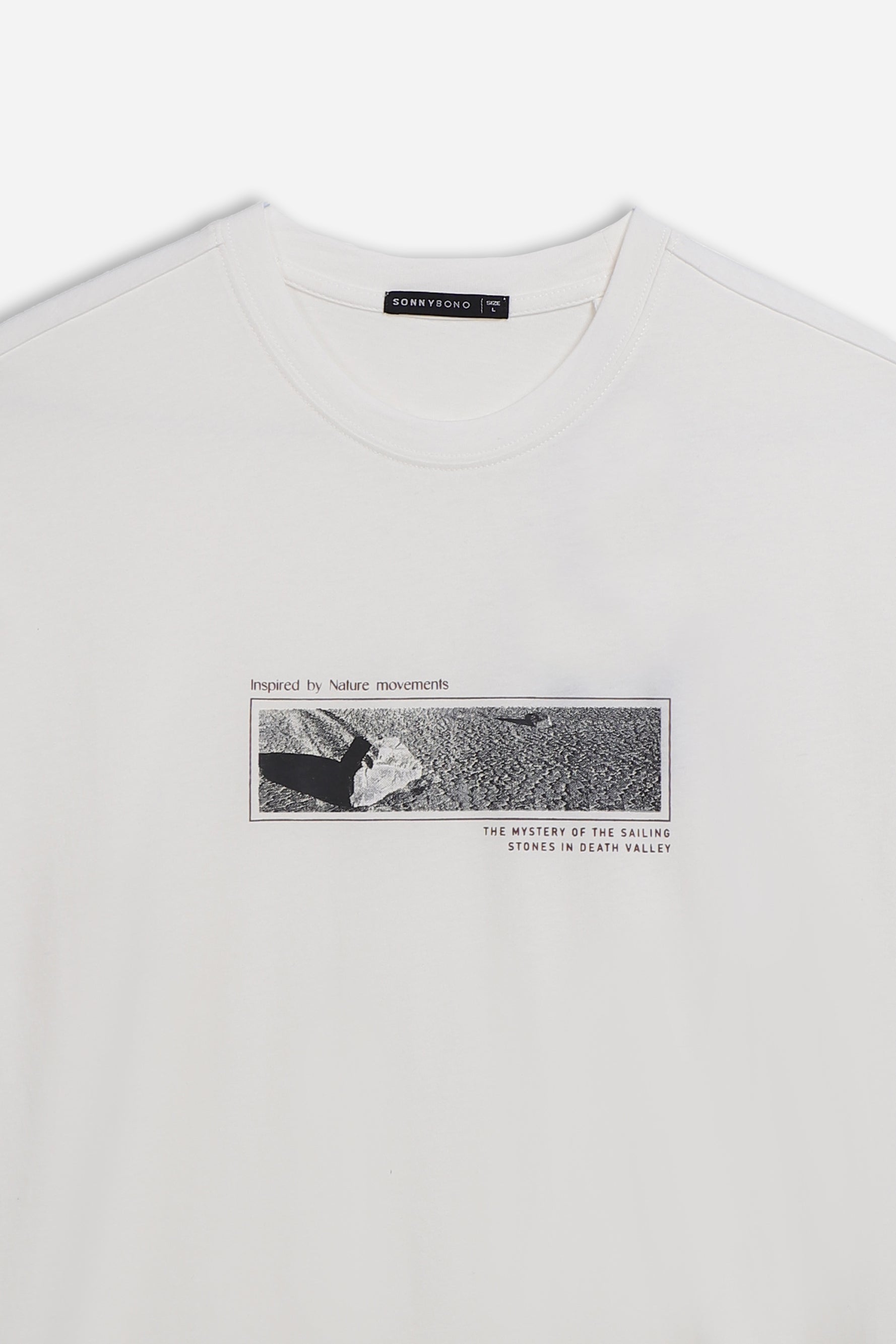 T-SHIRT GIROCOLLO STAMPATA MANICA LUNGA PANNA