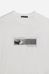 T-SHIRT GIROCOLLO STAMPATA MANICA LUNGA PANNA