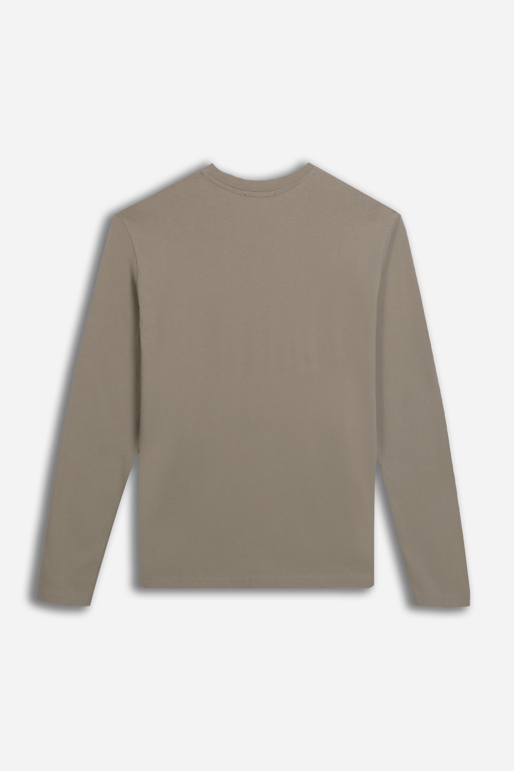 T-SHIRT GIROCOLLO STAMPATA MANICA LUNGA TORTORA