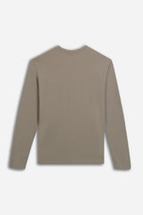 T-SHIRT GIROCOLLO STAMPATA MANICA LUNGA TORTORA
