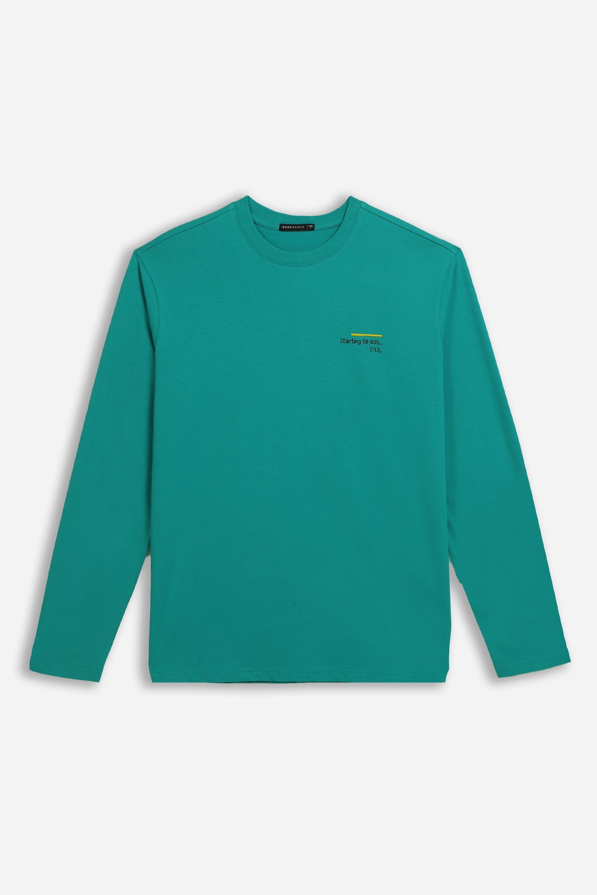 T-SHIRT GIROCOLLO STAMPATA MANICA LUNGA VERDE SMERALDO
