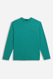T-SHIRT GIROCOLLO STAMPATA MANICA LUNGA VERDE SMERALDO
