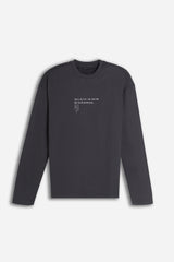 T-SHIRT GIROCOLLO STAMPATA MANICA LUNGA ANTRACITE
